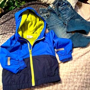 NWOT-Boys 2 piece BUNDLE Hoodie green/blue & Old Navy Jeans elastic Waist SZ 2T